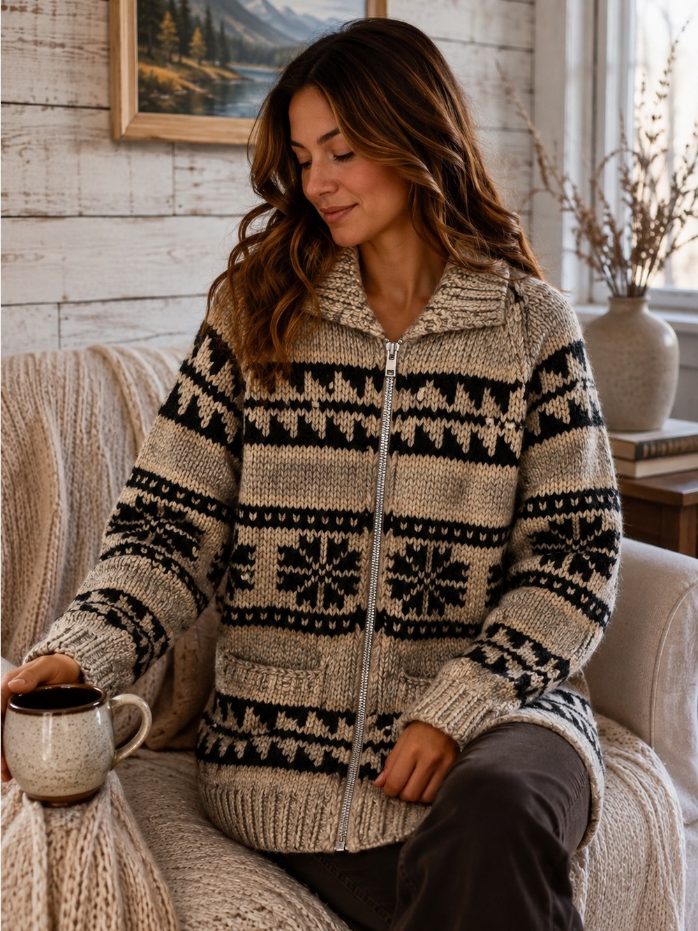 Handcrafted Genuine Wool Cowichan Cardigan